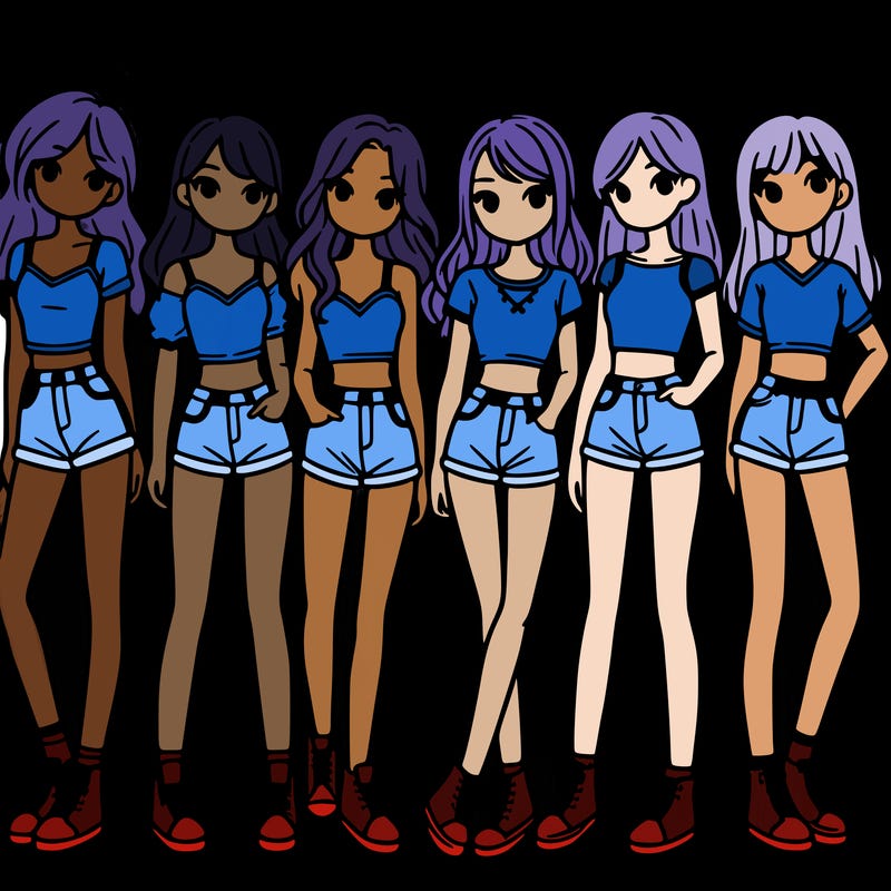 a group of girls wearing crop tops and shorts