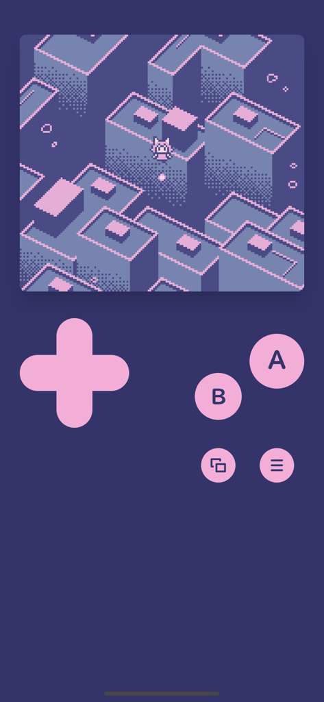 Neko Can Dream - Retro 8-bit pixel art gameplay of Neko Can Dream featuring a cat character and virtual game controls.