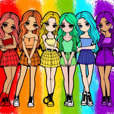 a group of girls realistic