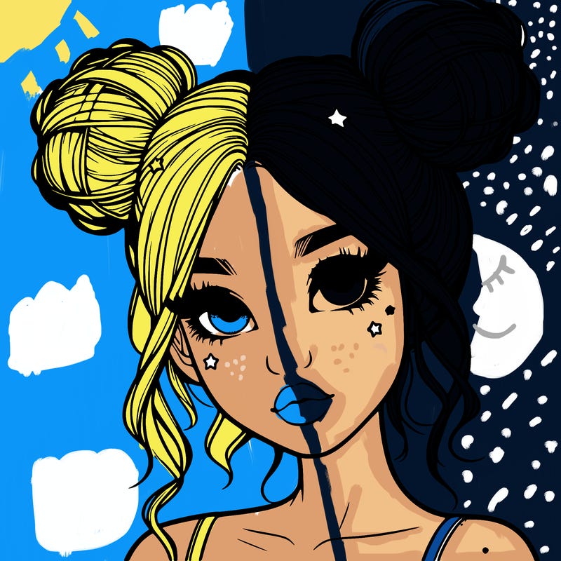 realistic girl with space buns