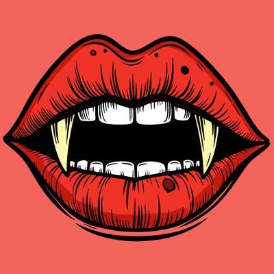 lips with vampire teeth