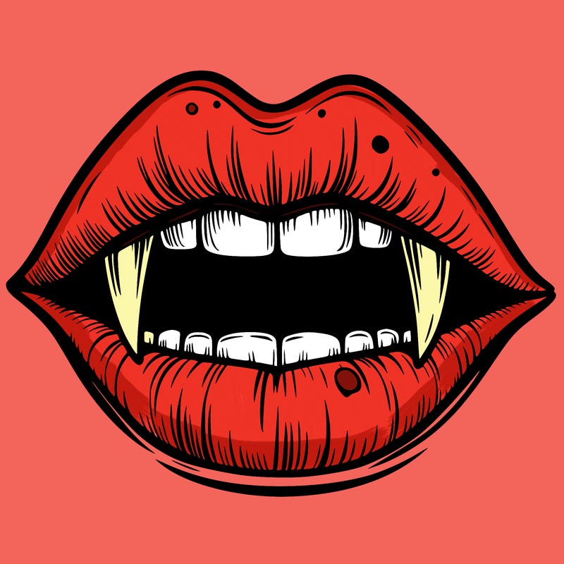 lips with vampire teeth