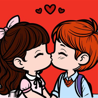 boy and girl kissing