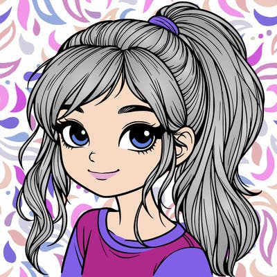 realistic girl with ponytail