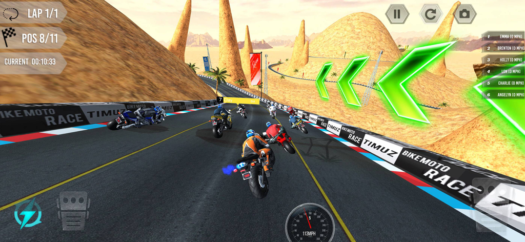 Bike Racing - Turbo Moto Race - Several motorcycles racing on a desert track in Bike Racing Turbo Moto Race