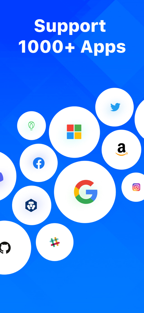 Authkey authenticator アプリは、Google、Microsoft、Facebook を含む 1000 以上のアプリケーションをサポートし、安全な二要素認証を提供します。