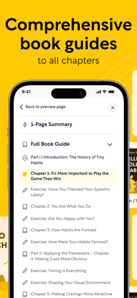 Shortform app screen showing a comprehensive book guide with chapter by chapter summaries and interactive exercises