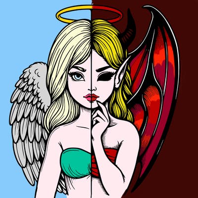 realistic angel half demon