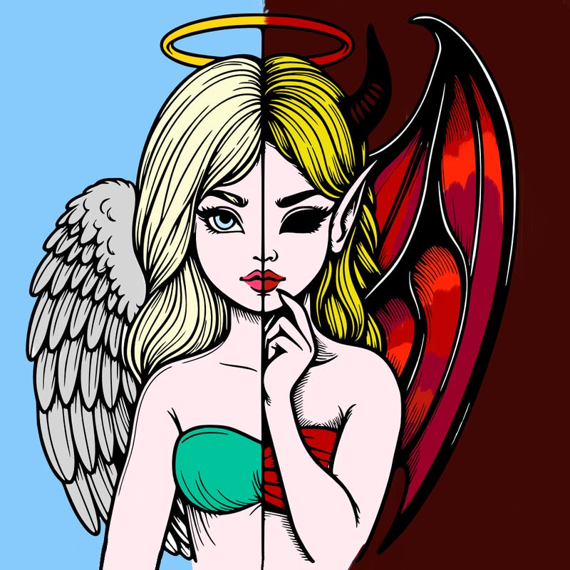 realistic angel half demon