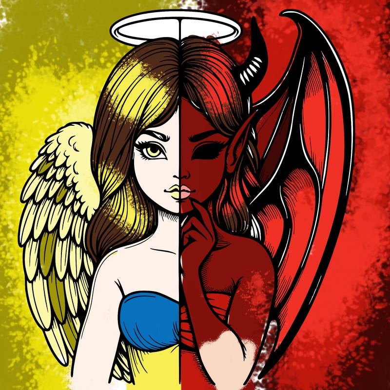 realistic angel half demon