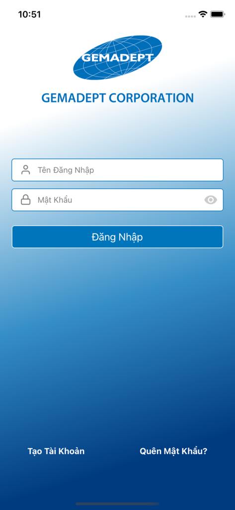 GMD SmartPort - Login screen of the GMD SmartPort logistics application with Gemadept Corporation logo