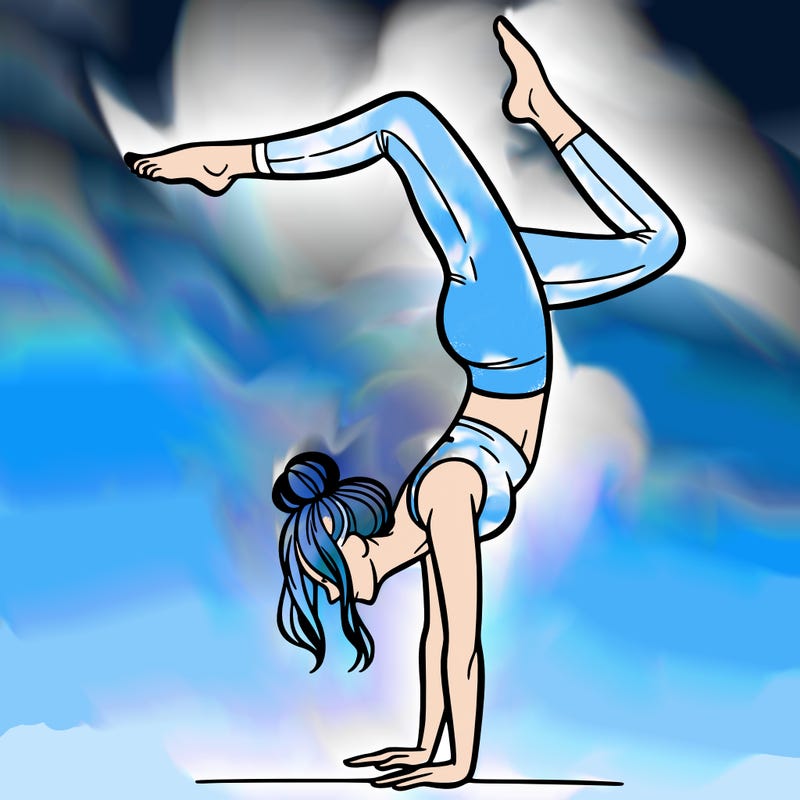a woman doing a handstand