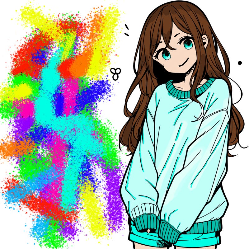 manga teen girl  in a sweater and baggy pants