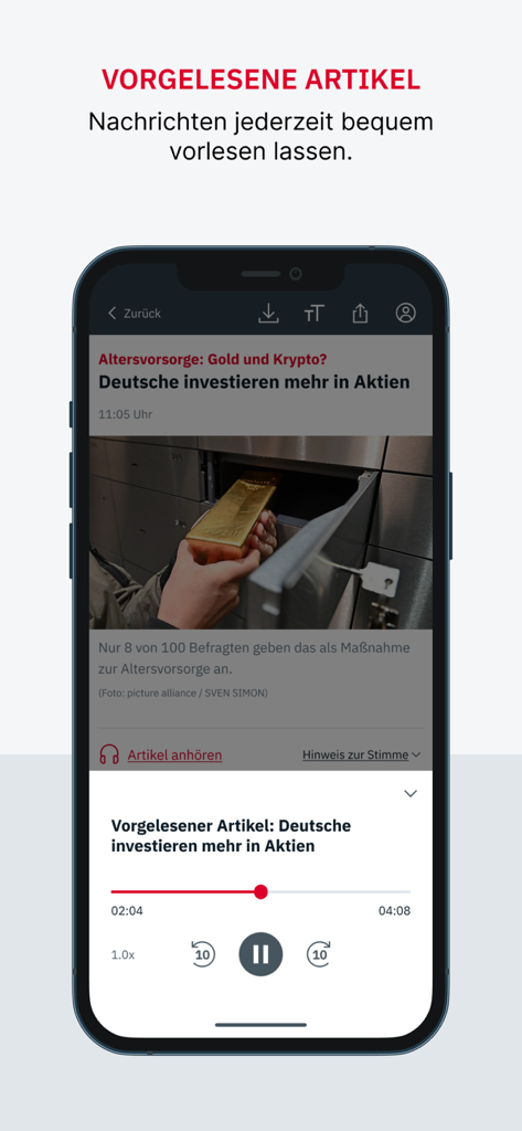 ntv Nachrichten App Audio-Funktion zum Anhören deutscher Nachrichtenartikel