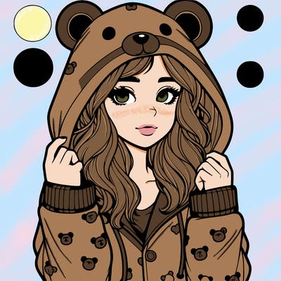 realistic girl in a animal pjs hoodie