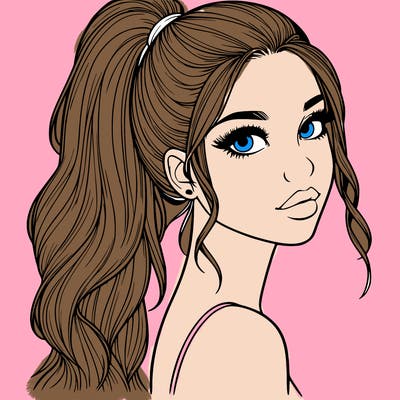 realistic pretty girl with high pony tail