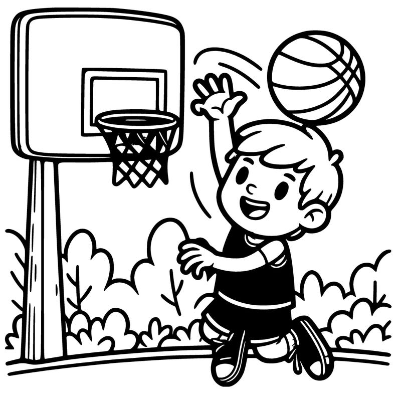 boy throwing basketball in hoop