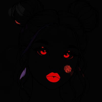 realistic girl with two buns on her hair and lips