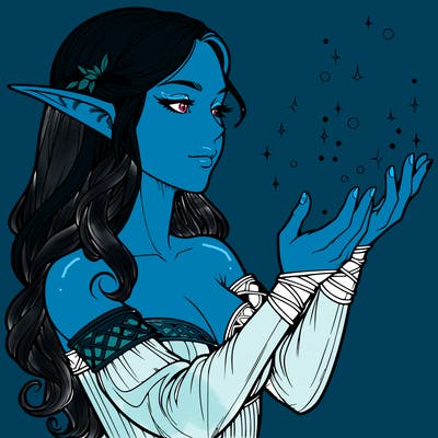 realistic elf girl doing magic