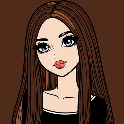 realistic girl with straight and long hair