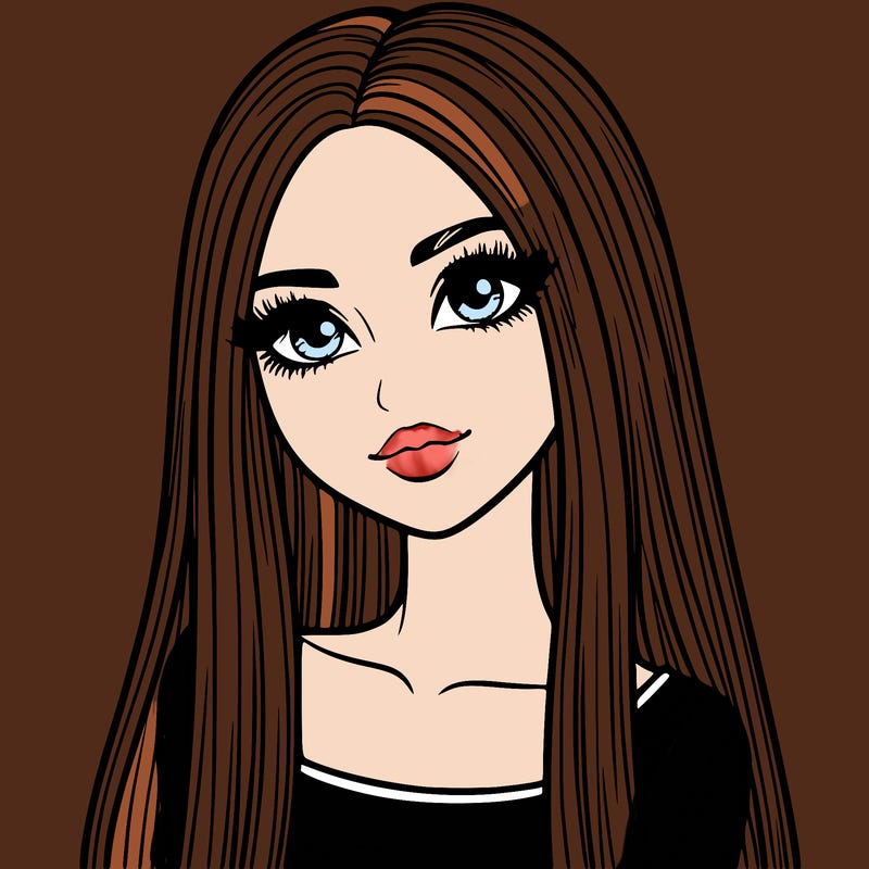 realistic girl with straight and long hair