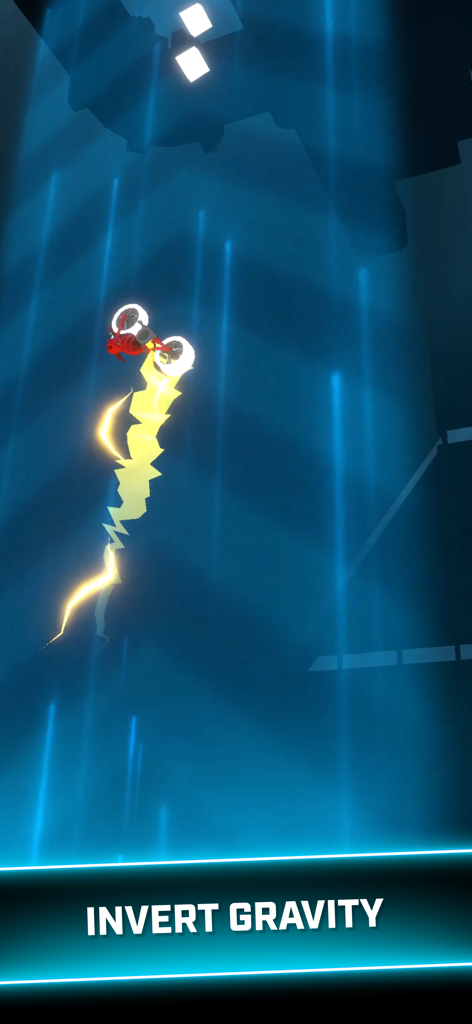 Rider Worlds - Neon Bike Races - ネオン3D世界で、逆重力スタントを行う赤いバイク