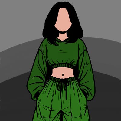 realistic girl faceless with baggy pants and a crop top