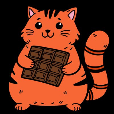cat holding chocolate