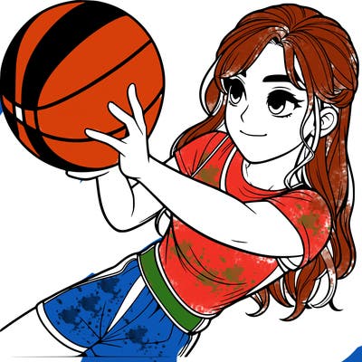 realistic girl playing basketball