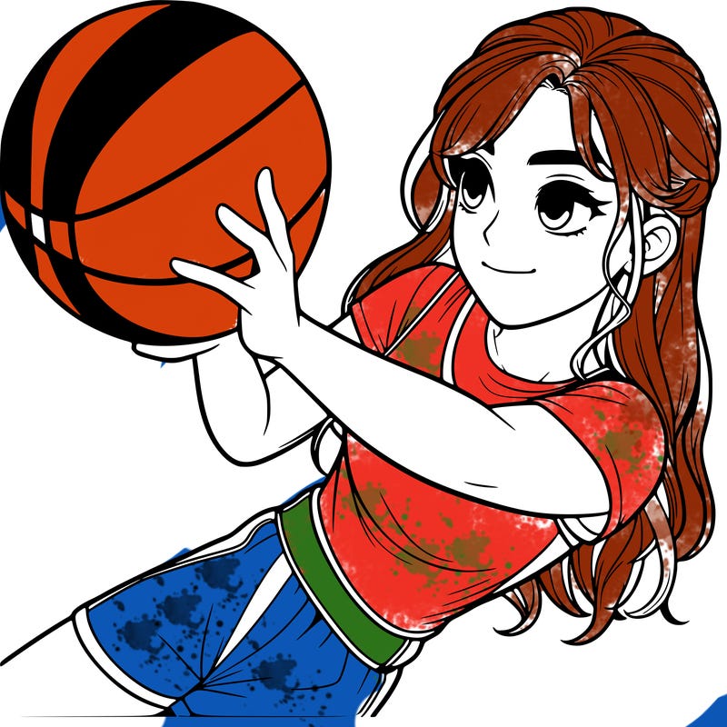 realistic girl playing basketball