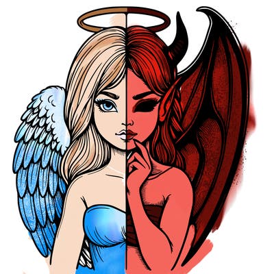 realistic angel half demon