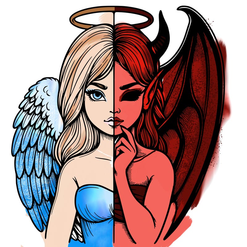 realistic angel half demon