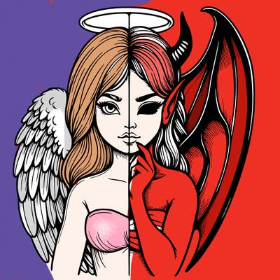 realistic angel half demon