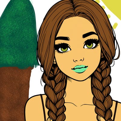 realistic girl with braids