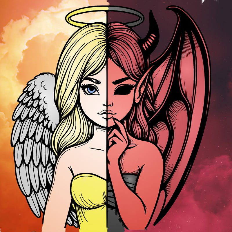 realistic angel half demon