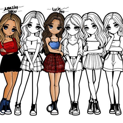 a group of girls realistic