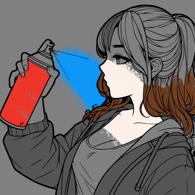 a realistic girl spray, painting