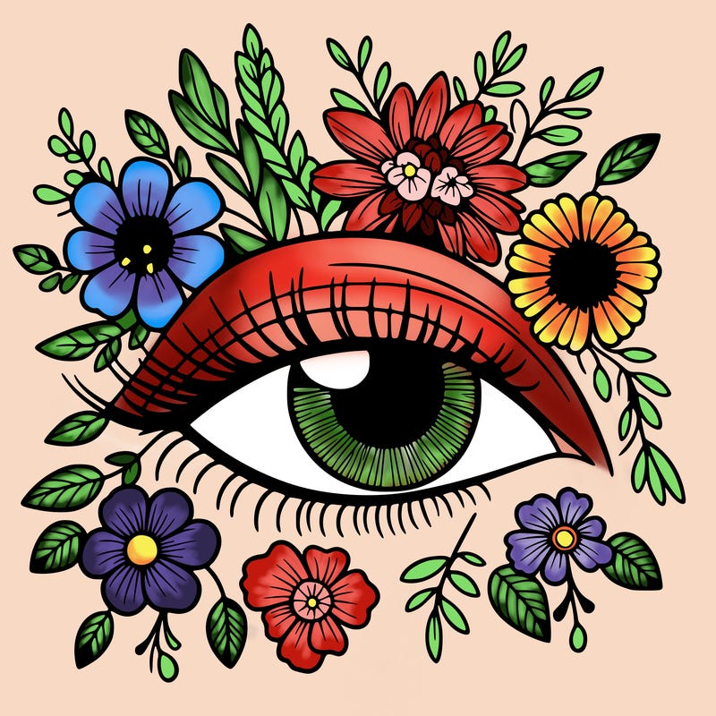 eye with flowers