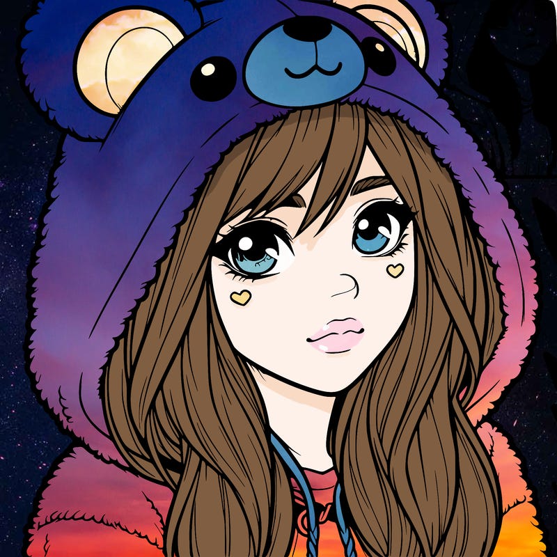 realistic girl in a bear hoodie
