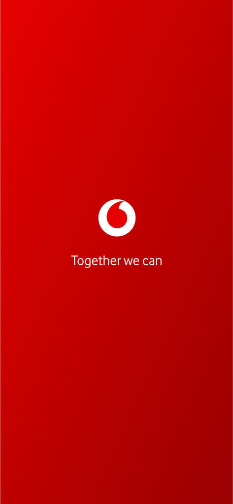 Ana Vodafone app splash screen with logo and slogan Together we can on a red background