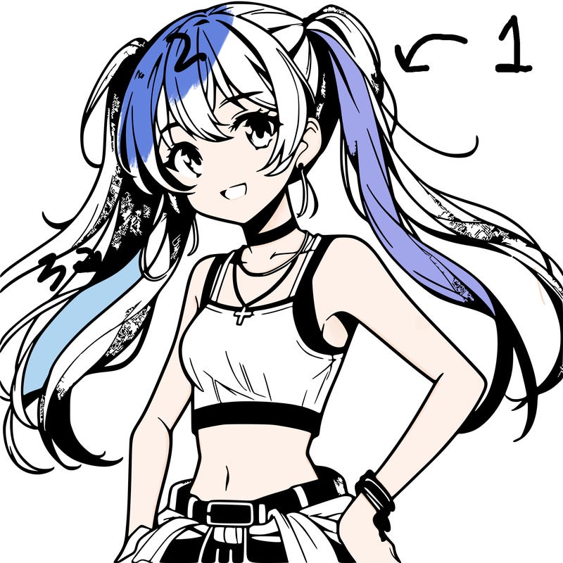 anime girl wearing crop top