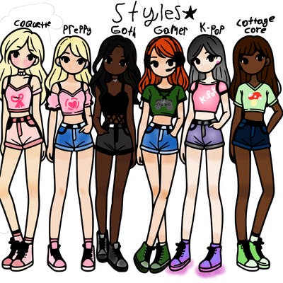 a group of girls wearing crop tops and shorts