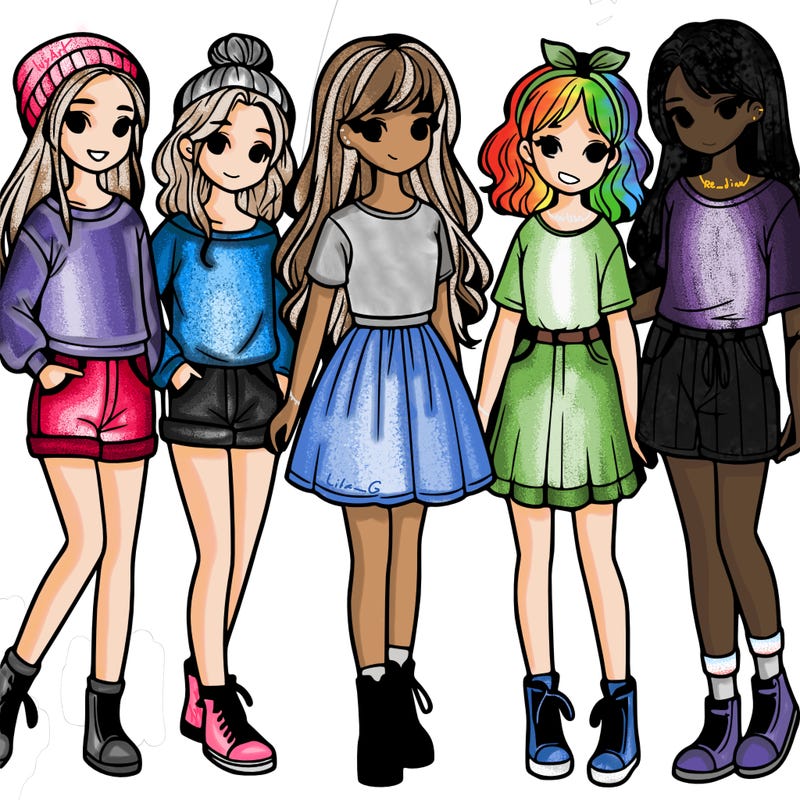 a group of five girls