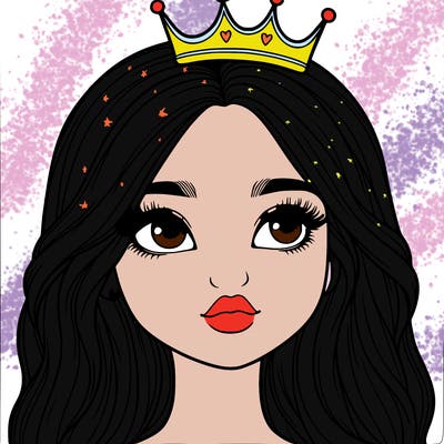 a realistic girl with a crown on