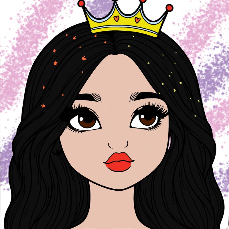 a realistic girl with a crown on
