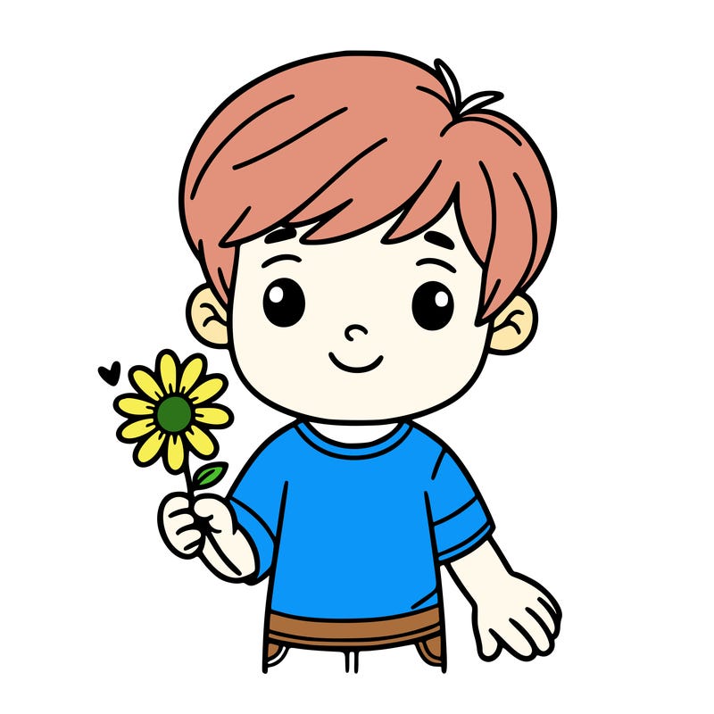 boy holding a flower