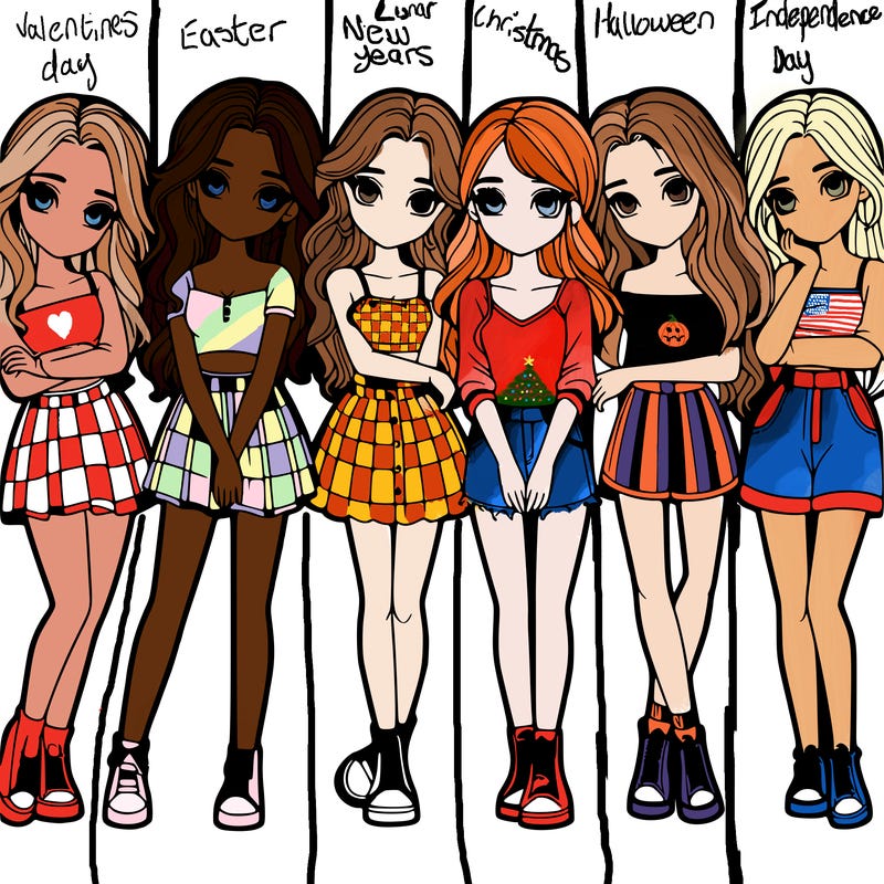 a group of girls realistic