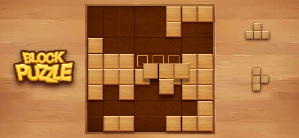 Block Puzzle Wood - Block Puzzle Wood game board with light wooden tiles on a dark wooden grid