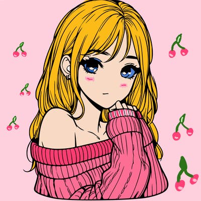realistic girl with off-shoulder sweater