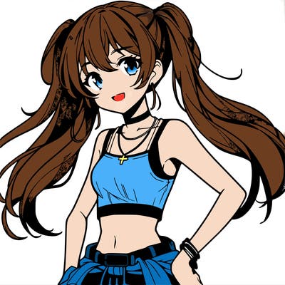 anime girl wearing crop top